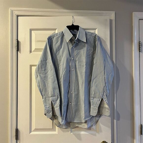 J. McLaughlin Men's Striped Dress Shirt Blue M Long Sleeve Button-Down - Picture 1 of 8